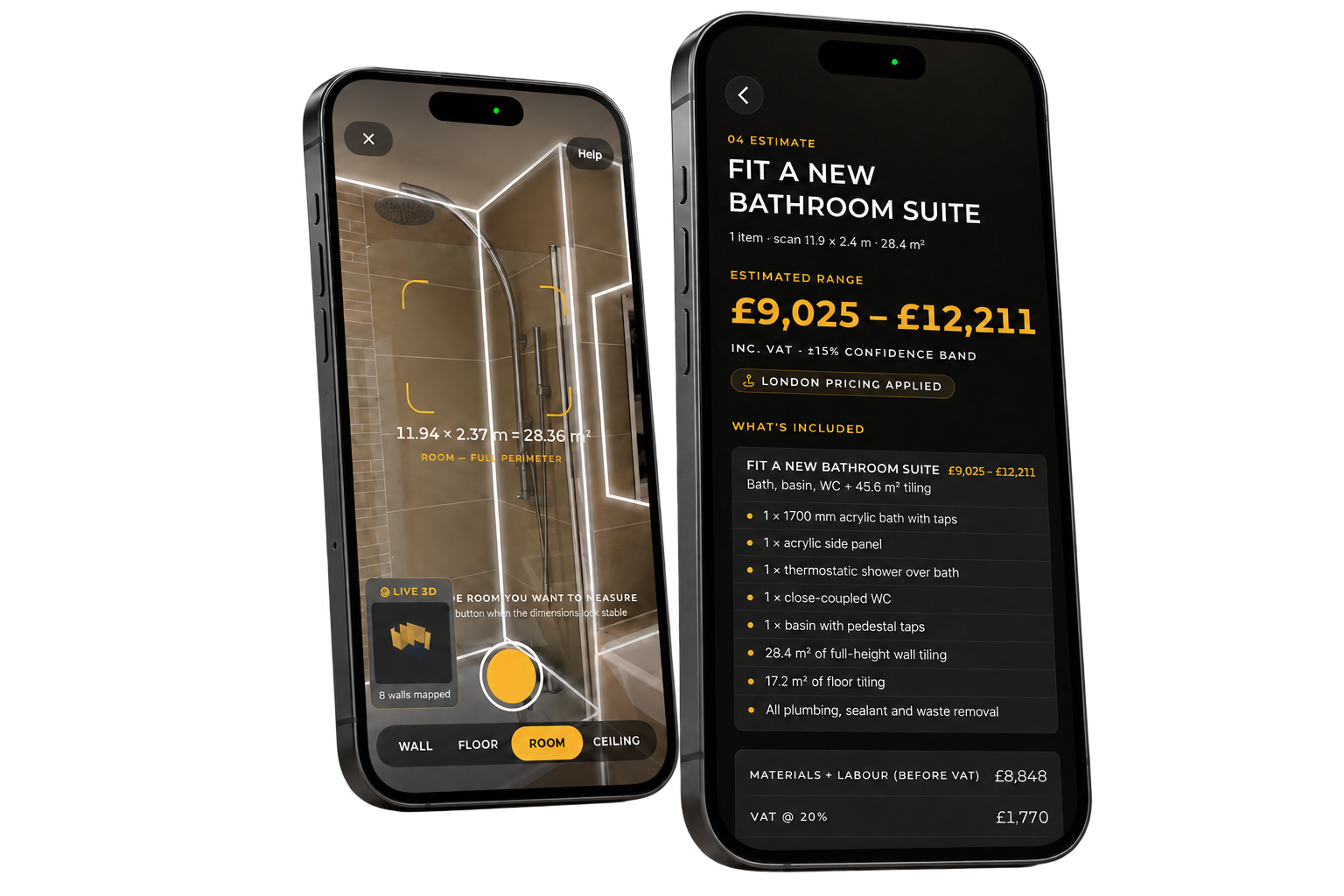 Property Edge scan and estimate screens